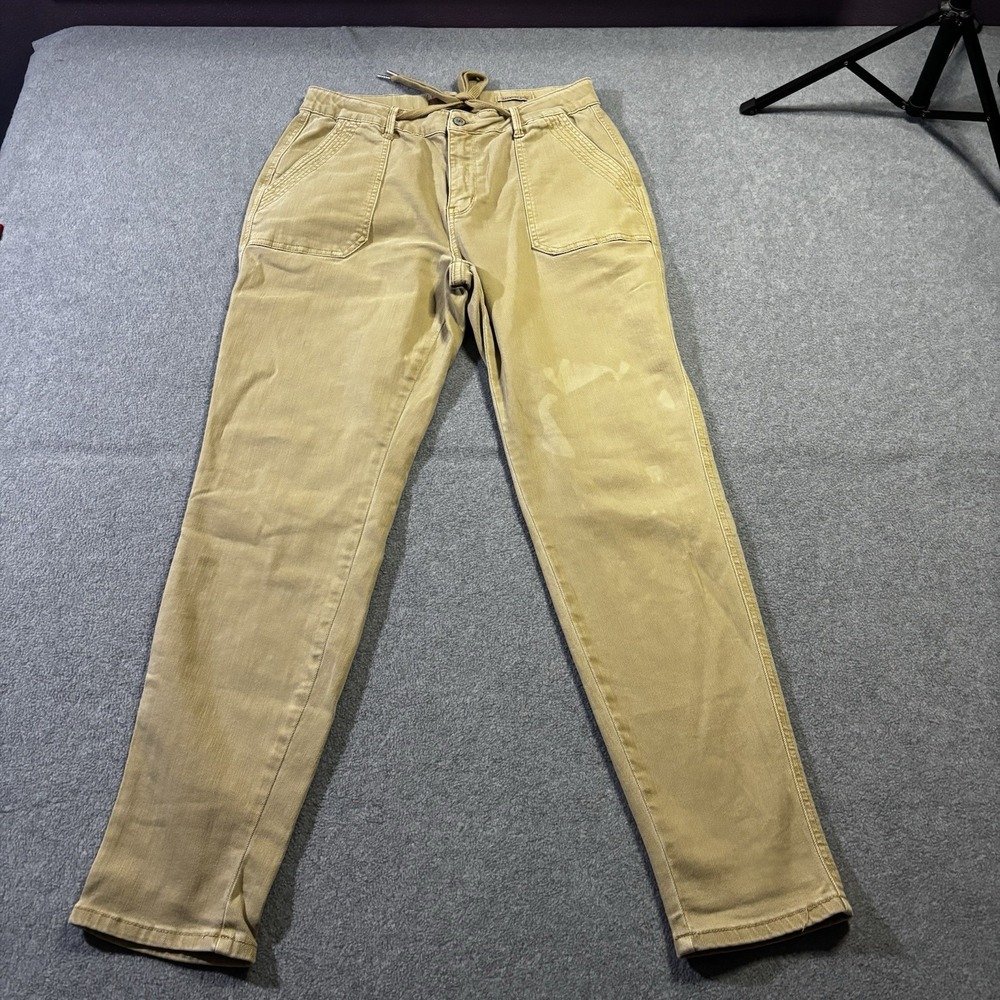 Judy Blue Womens 13/31 Khaki High Waist Denim Joggers Garment Dyed Stained
